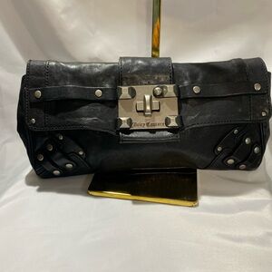 Vintage Juicy Couture black leather clutch bag